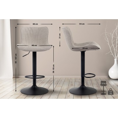 Lot de 2 tabourets de bar tissu Linus