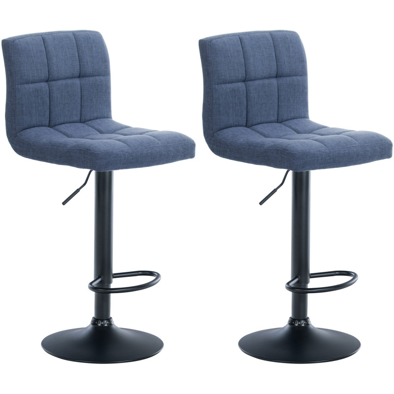 Lot de 2 tabourets de bar Calma tissu noir bleu