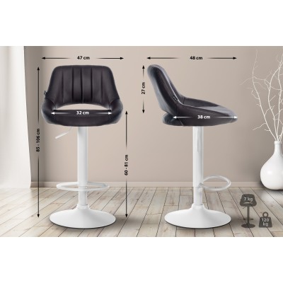 Tabouret de bar Milet simili cuir blanc