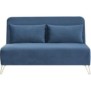 Banquette convertible 2 places - Velours Bleu pieds dorÈ - Style scandinave - L 130 x P 90 x H 81 cm - DEPLO