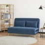 Banquette convertible 2 places - Velours Bleu pieds dorÈ - Style scandinave - L 130 x P 90 x H 81 cm - DEPLO