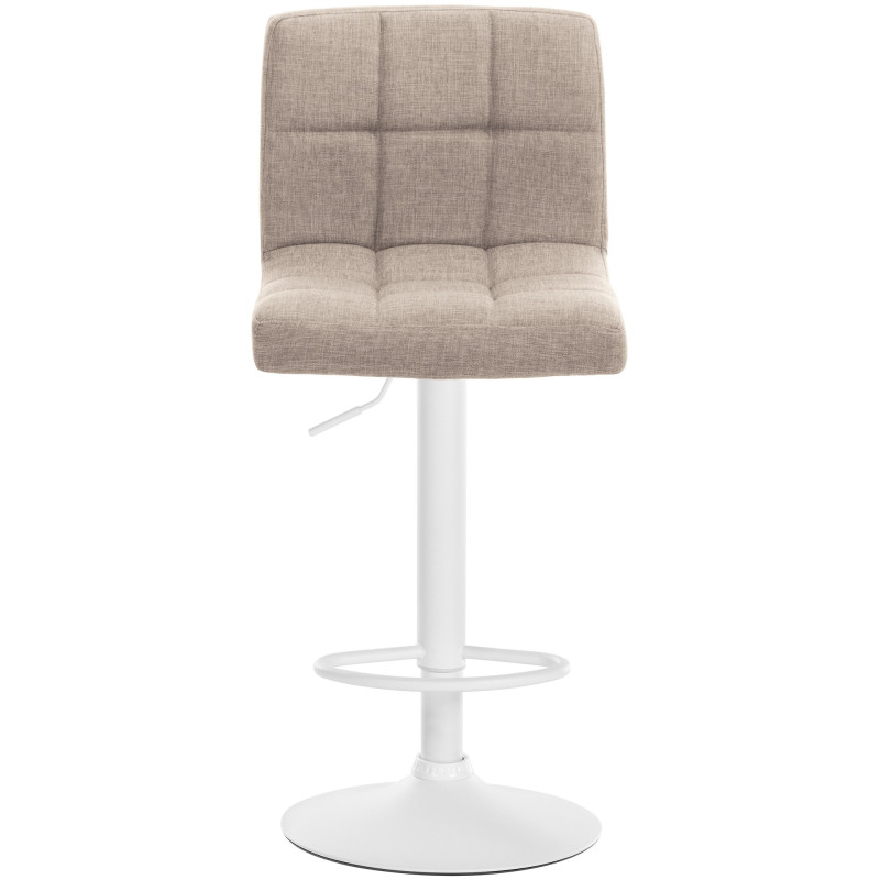 Lot de 2 tabourets de bar Calma, tissu blanc et crème
