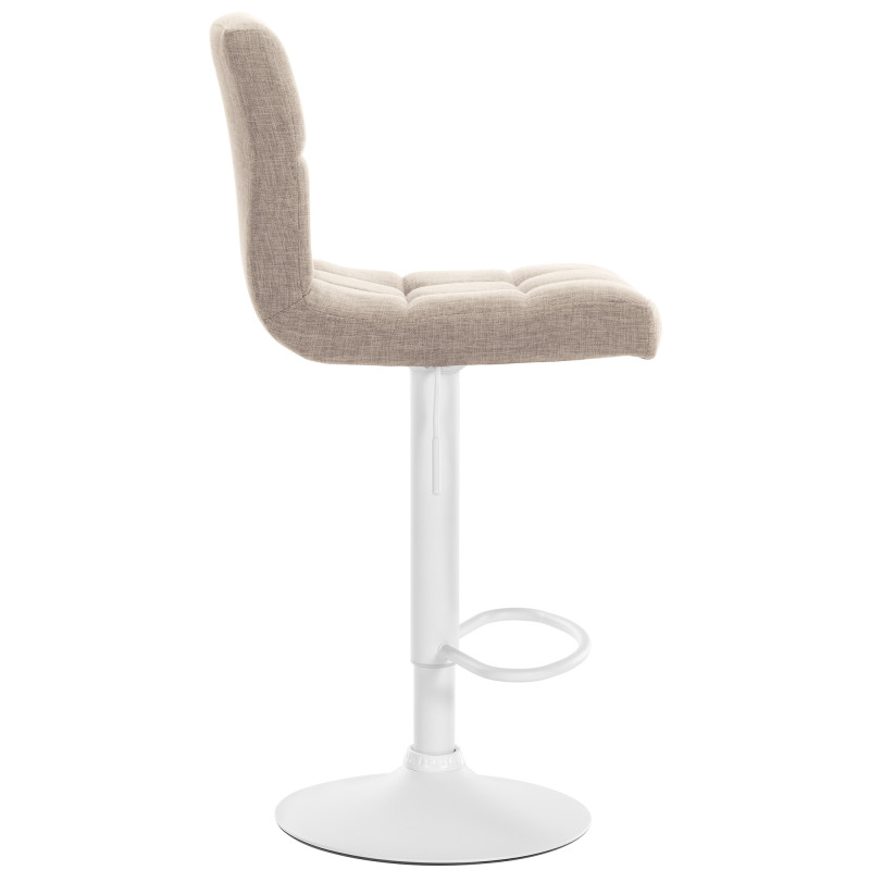 Lot de 2 tabourets de bar Calma, tissu blanc et crème