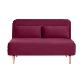 Banquette BZ 2 places - Style scandinave - Velours rose foncÈ - L 130 x P 90 x 81 cm - DEPLO