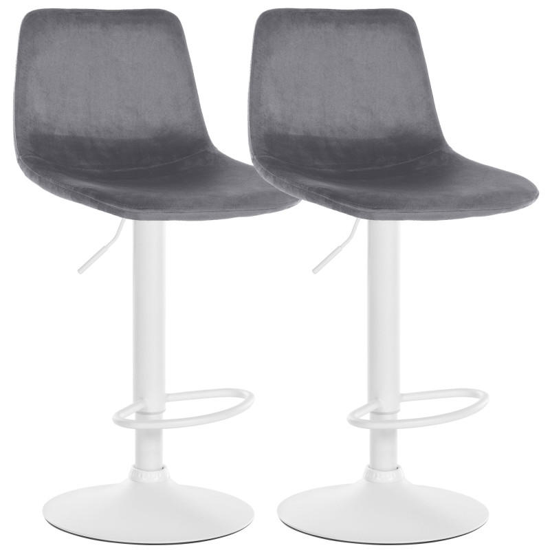 Lot de 2 tabourets de bar Divo velours blanc gris foncé