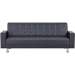 CanapÈ Droit Clic clac convertible 3 places IVANA - PU Noir - Style contemporain - L 208 x P 86 x H 80 cm