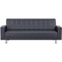 CanapÈ Droit Clic clac convertible 3 places IVANA - PU Noir - Style contemporain - L 208 x P 86 x H 80 cm