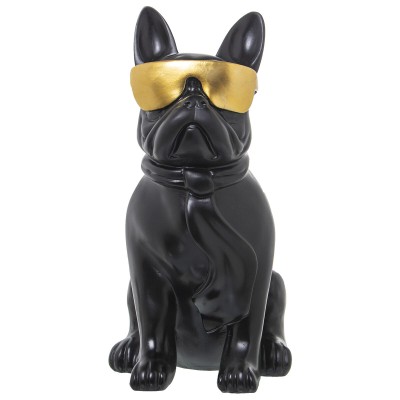 Figurine Décorative Alexandra House Living Noir Doré Plastique Lunettes Chien 19 x 27 x 26 cm