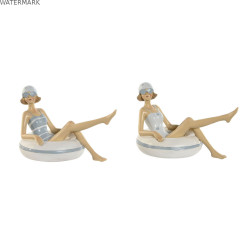 Figurine Décorative Home ESPRIT Blanc Bleu ciel méditerranéen 17,5 x 10 x 10,5 cm (2 Unités)