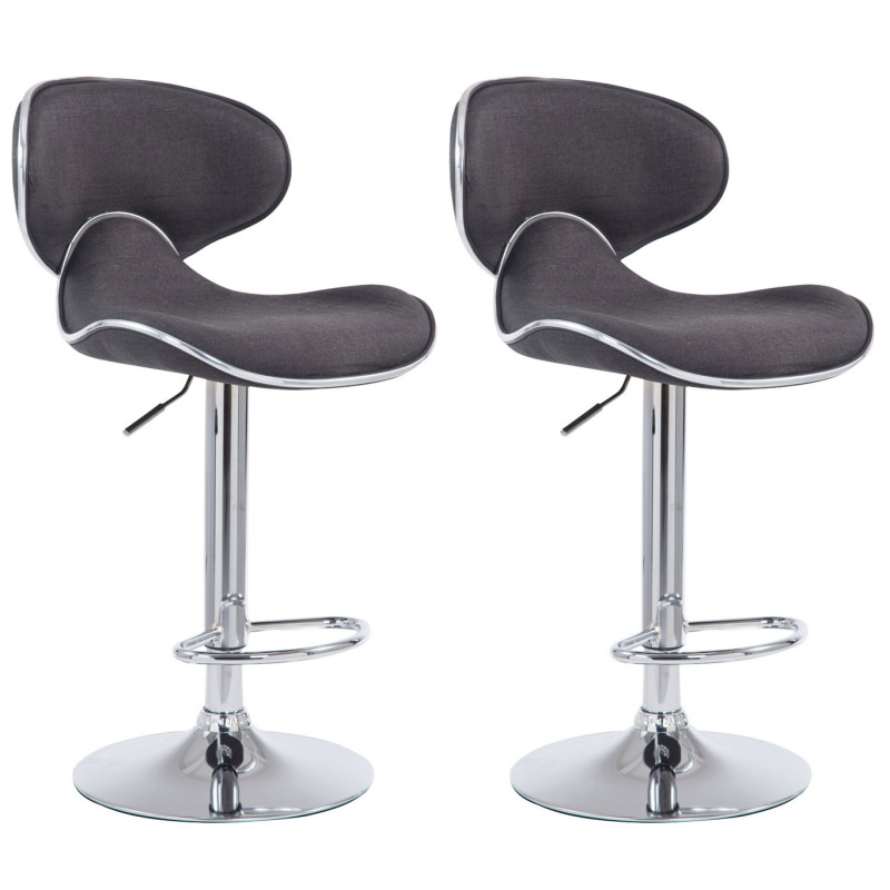 Lot de 2 tabourets de bar Las Vegas V2 tissu chromé gris foncé
