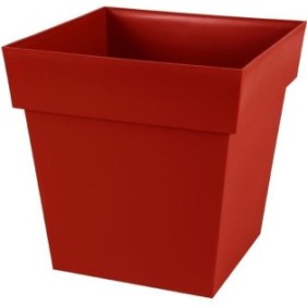 EDA Pot de fleur carrÈ Toscane - 39 x 39 x H 39 cm - 38 L - Rouge rubis