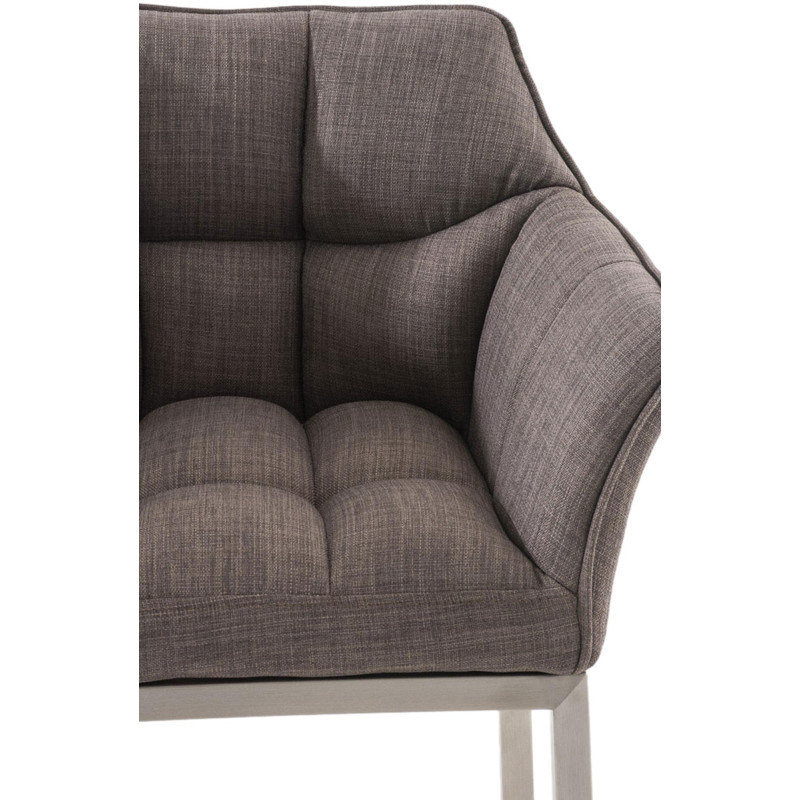 Tabouret de bar Damaso E en tissu avec structure à 4 pieds gris