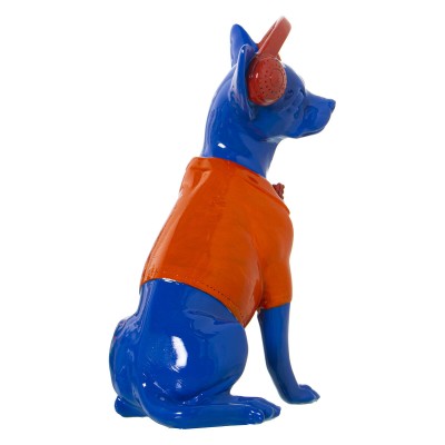 Figurine Décorative Alexandra House Living Bleu Orange Plastique Chien Casque 14 x 26 x 18 cm