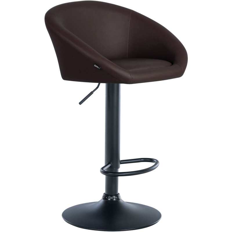 Tabouret de bar Davie, simili cuir noir/marron