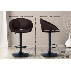 Tabouret de bar Davie, simili cuir noir/marron