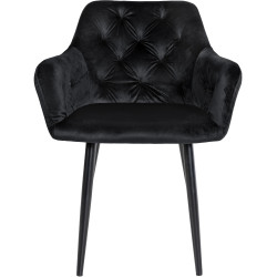 Chaise de salle à manger Stanley, velours, noire