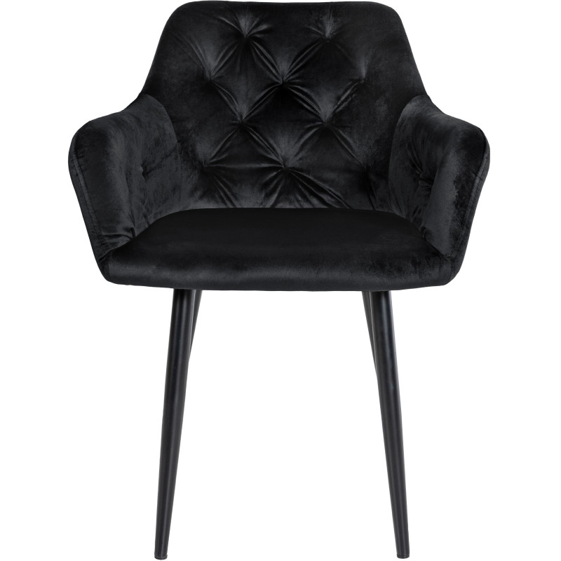 Chaise de salle à manger Stanley, velours, noire