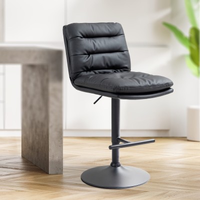 Tabouret de bar Damar simili cuir noir