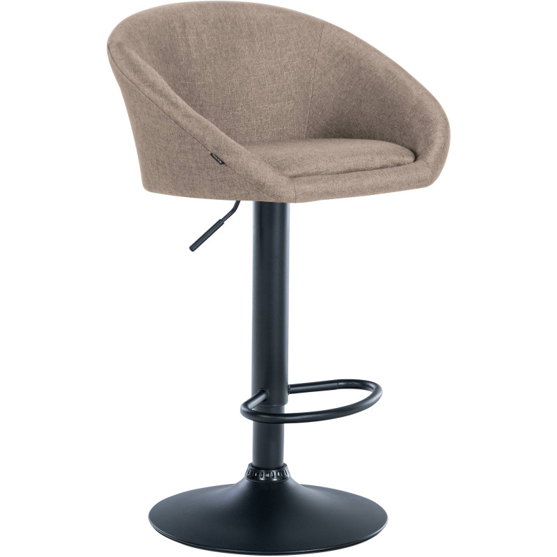 Tabouret de bar Davie tissu noir taupe