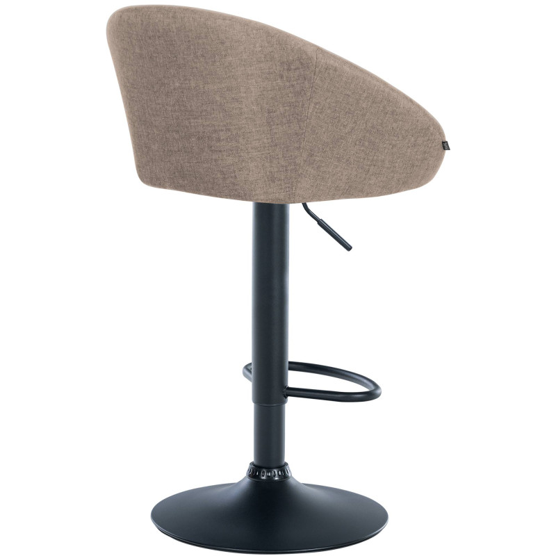 Tabouret de bar Davie tissu noir taupe