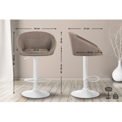 Tabouret de bar Davie tissu blanc taupe
