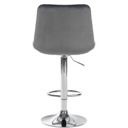 Lot de 2 tabourets de bar Toni velours chrome gris foncé