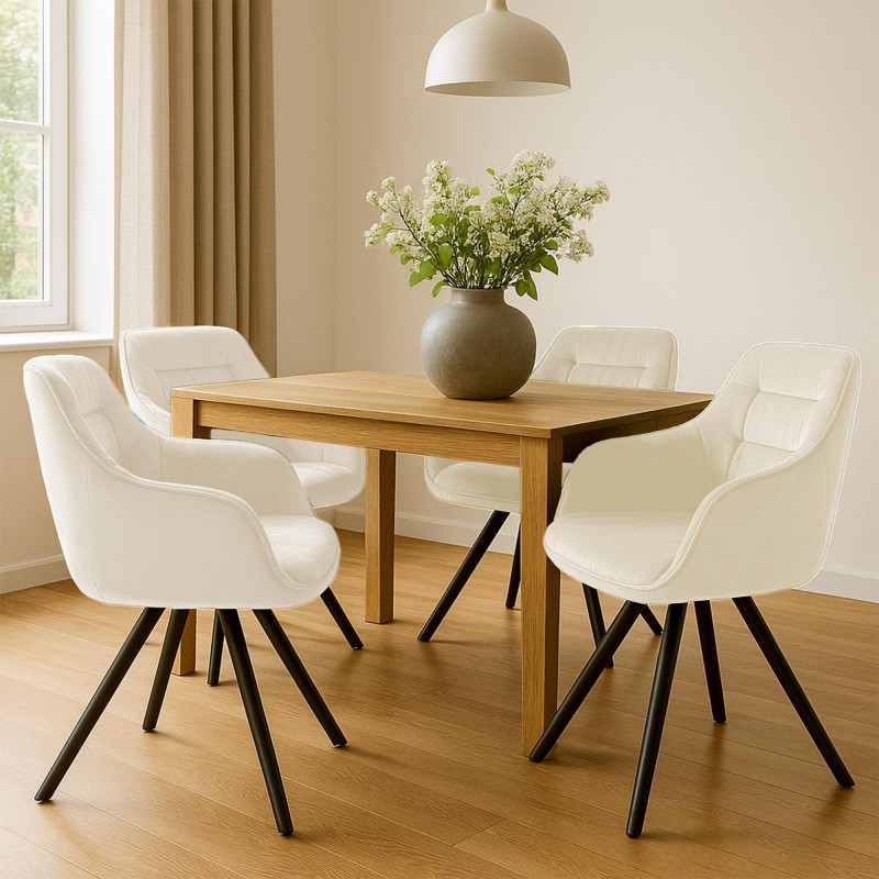 Fauteuil Russell, velours, crème