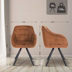 Fauteuil Russell, velours, café