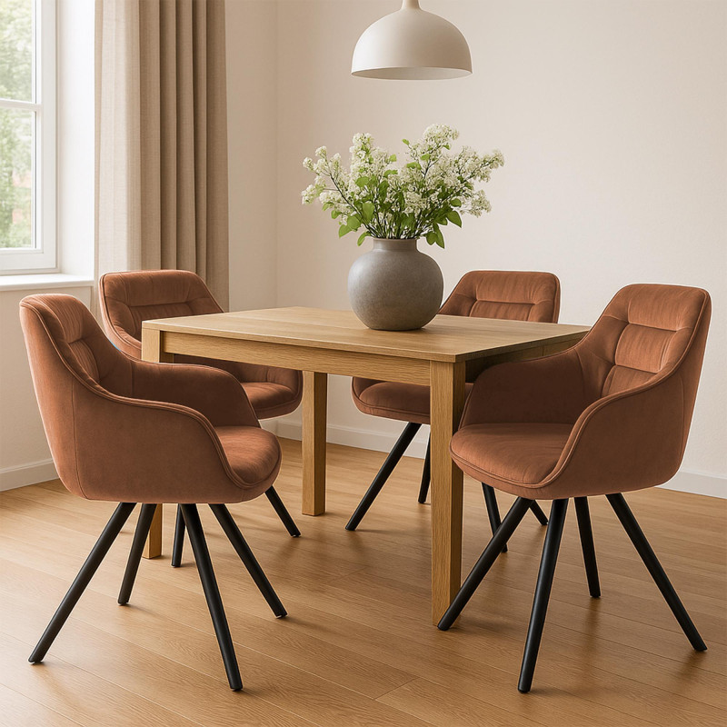 Fauteuil Russell, velours, café