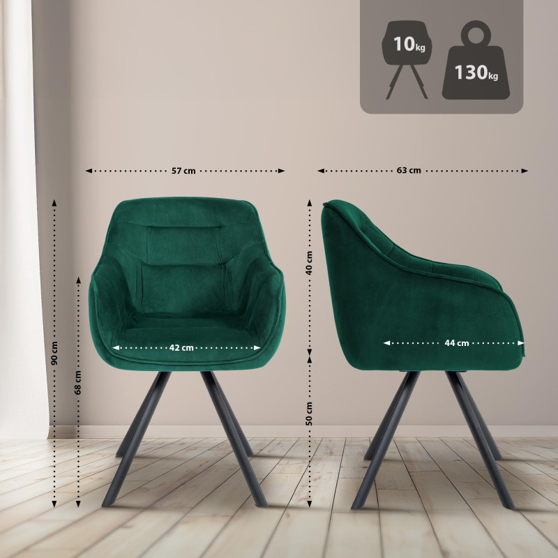 Fauteuil Russell, velours, vert