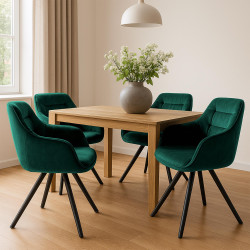 Fauteuil Russell, velours, vert