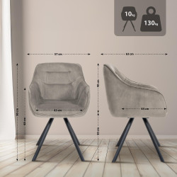 Fauteuil Russell, velours gris