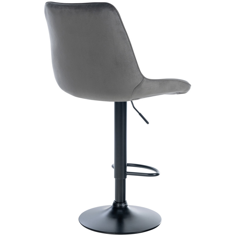 Lot de 2 tabourets de bar Toni velours noir gris foncé