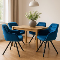 Fauteuil Russell, velours, bleu