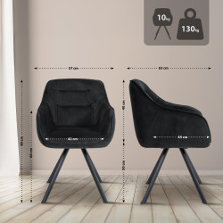 Fauteuil Russell, velours noir