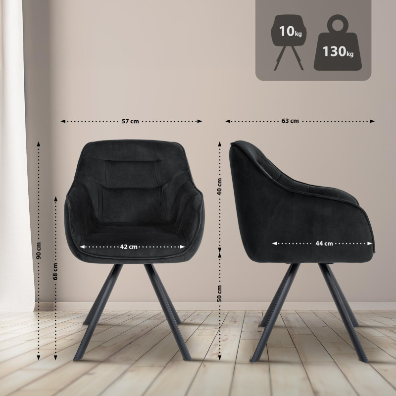 Fauteuil Russell, velours noir