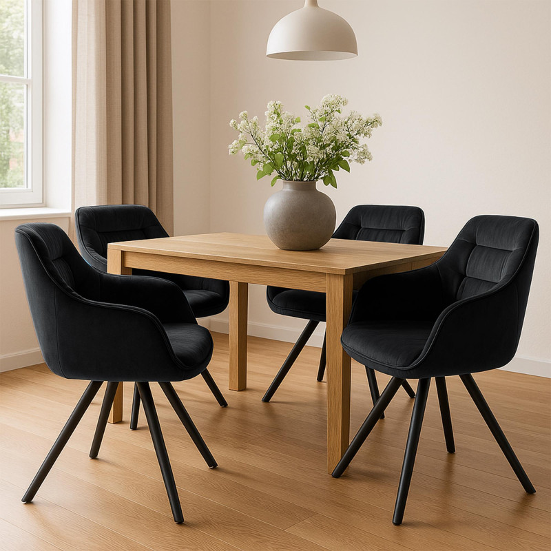 Fauteuil Russell, velours noir