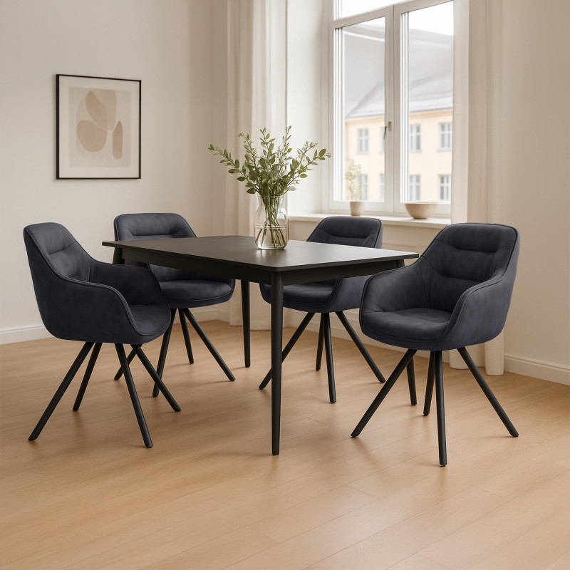 Chaise noire vintage Russell