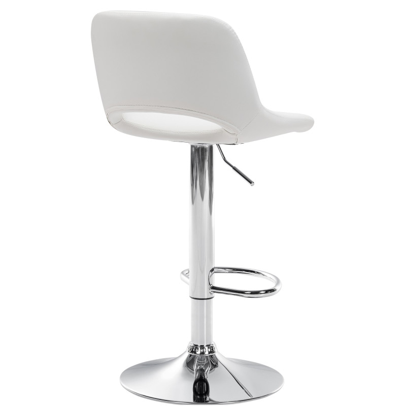 Tabouret de bar Camden, similicuir, chrome et blanc