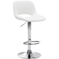 Tabouret de bar Camden, similicuir, chrome et blanc