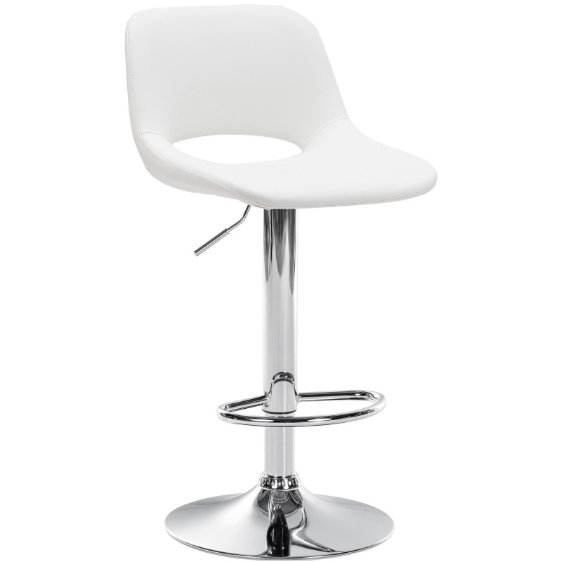 Tabouret de bar Camden, similicuir, chrome et blanc