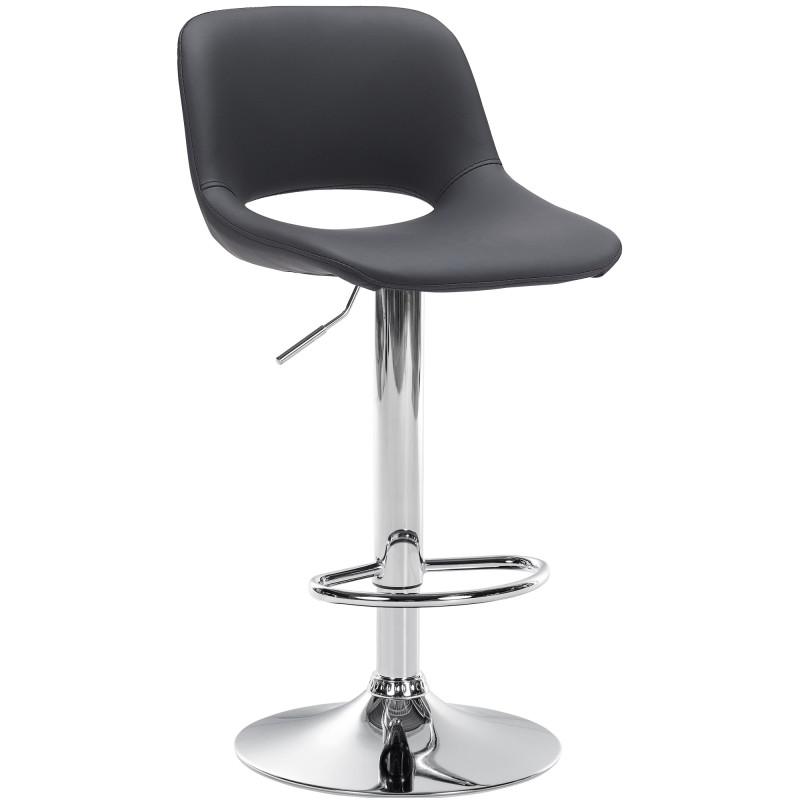 Tabouret de bar Camden, similicuir, noir chromé