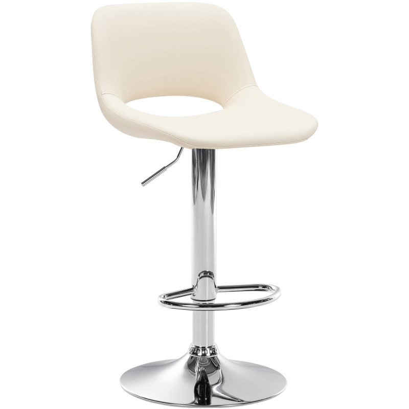 Tabouret de bar Camden, similicuir, chrome et crème