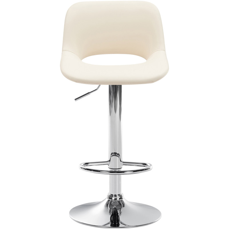 Tabouret de bar Camden, similicuir, chrome et crème