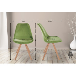 Fauteuil Sofia, en velours, rond, vert clair