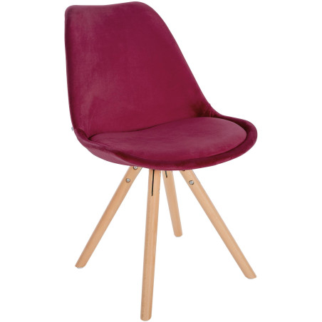 Fauteuil Sofia, velours, rond, bordeaux