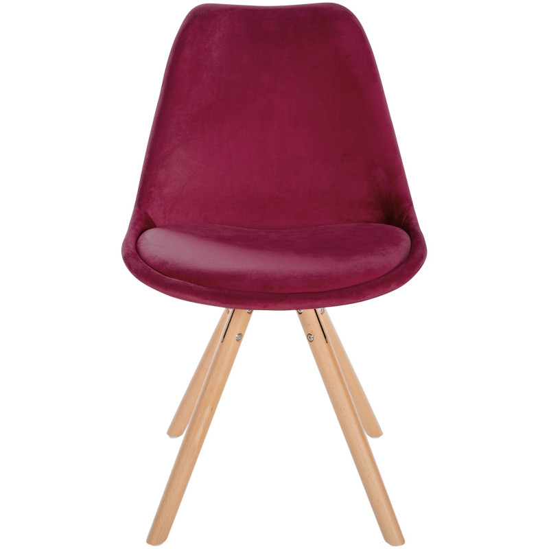 Fauteuil Sofia, velours, rond, bordeaux