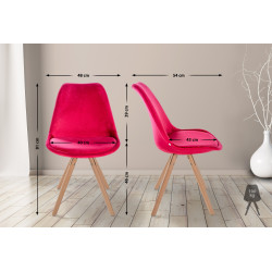 Fauteuil Sofia, en velours, rond, rouge