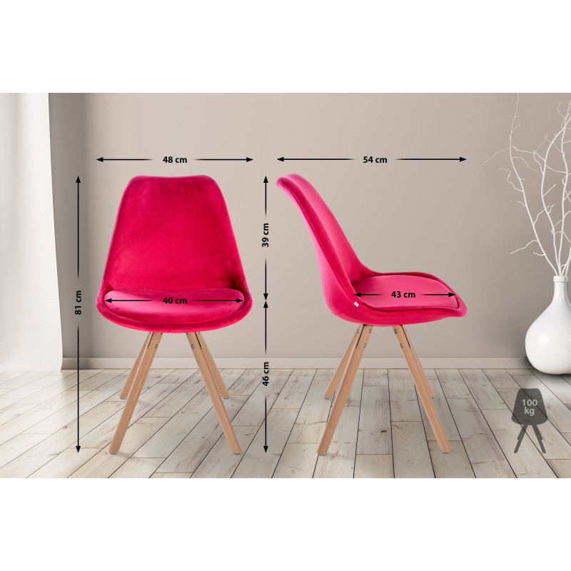 Fauteuil Sofia, en velours, rond, rouge