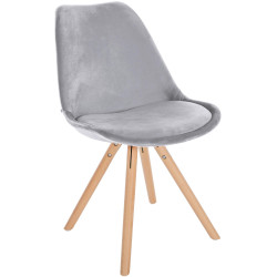 Fauteuil Sofia, velours, rond, gris clair